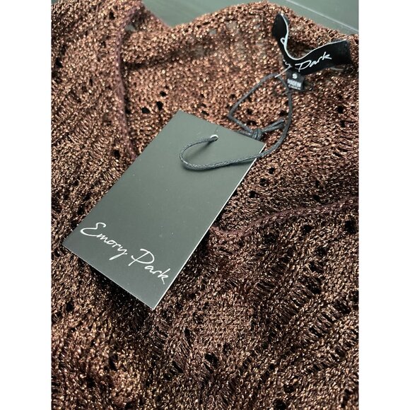 Emory Park Womens Metallic Bronze Crochet Sweater Size Small NWT - Picture 5 of 9